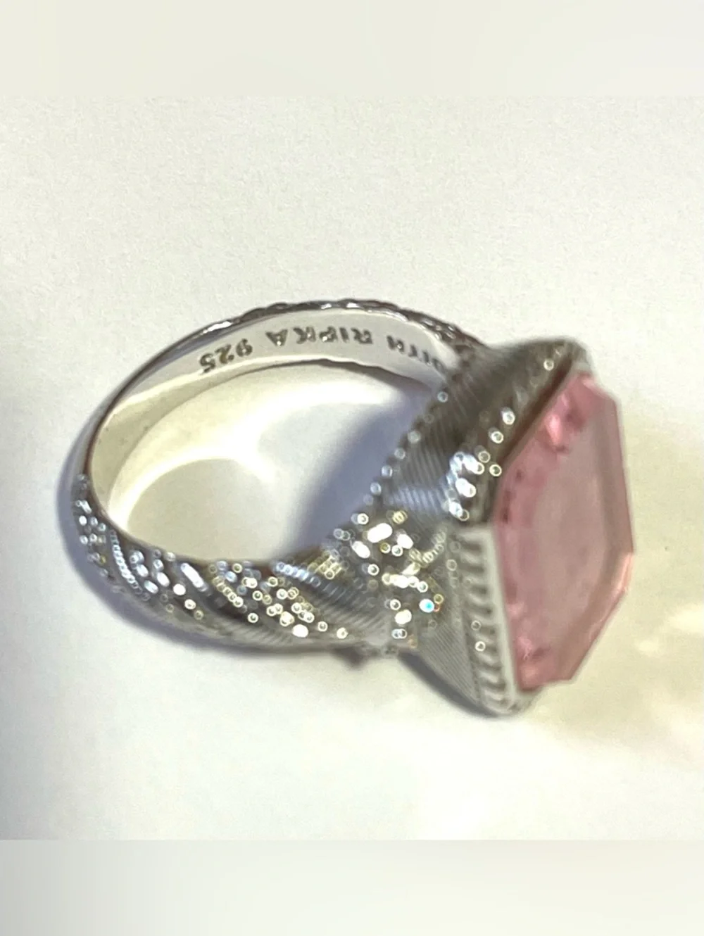 Judith Ripka Pink Crystal Cameo Ring in Silver Tone - Picture 3 of 16